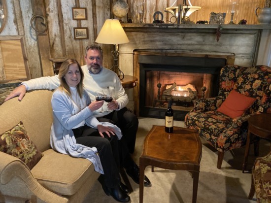 Jim and Audrey Magner By the Fire at Aspen Dale Winery at the Barn