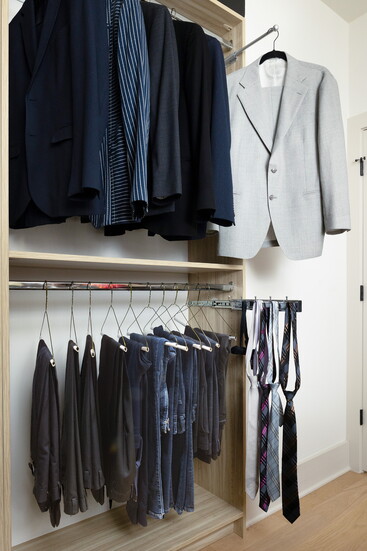 Custom design features such as pull out help with wardrobe selection.