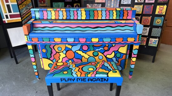 "Max" the piano is part of Play Me Again Pianos. As you explore your community, you can find "Max" ready for play on the Rail Trial in Chamblee.
