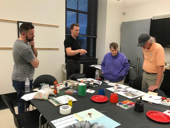 Richard Casper instructs a group of veterans at a CreatiVets program at Frist Museum.