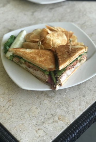 Southwest green-chili turkey club with housemade chips
