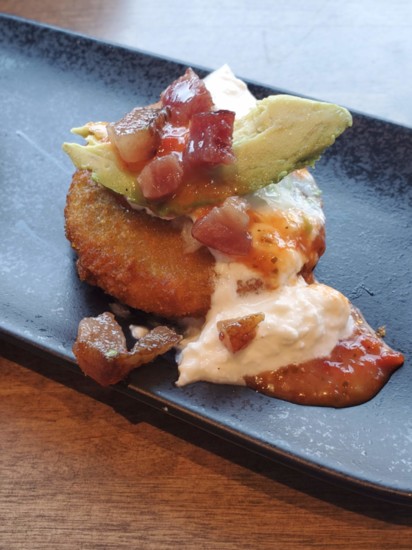 Fried Green Tomatoes with Candied Bacon (PHOTOGRAPHY KAYLEE CAMPBELL)