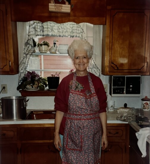 Geneva Martin, my grandmother, in her kitchen and a homemade apron