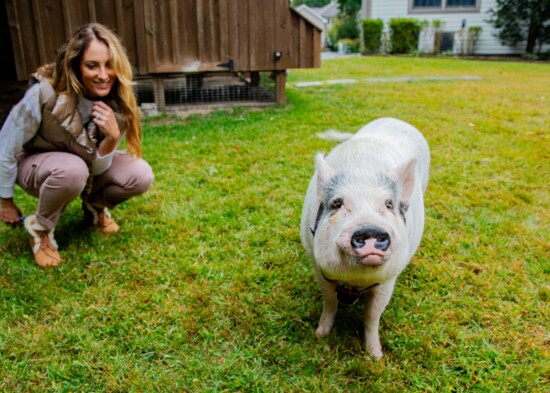 Caley Svensson and her pig Pikachu P