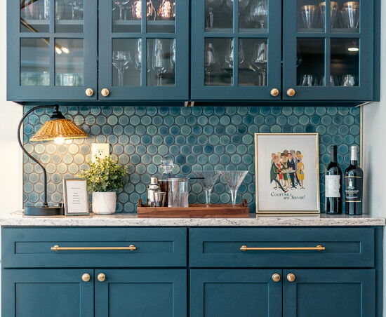 Decor by Sheri Rein Gibson, Rein & Co Design.  Layout, design of cabinets, countertops, sinks and hardware by Cat Peterson (Dream Home Cabinets).