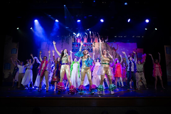 The cast of "Mamma Mia!" featuring the Dynamos: Sydney Vargo, Delaney Cowles and Ashlynn Dotson in 2024.