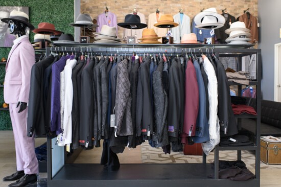 A suit rack demonstrates what is available at The Wardrobe.