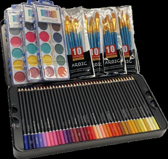 Unleash the Artist Within – Paints, brushes, and a huge assortment of professional-grade colored pencils. The Absurd Art Gallery Lake Zurich. $