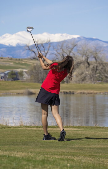 Peyton Gentle perfecting her swing.