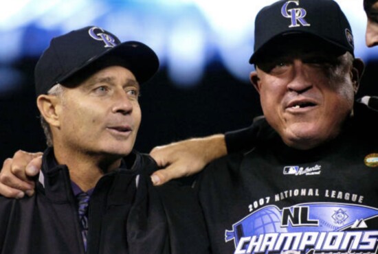Dan on the left (GM of the Rockies) with Clint Hurdle (manager of the Rockies ) from the 2007 World Series.