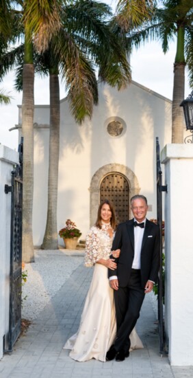 Dan and Jackie in front of Our Lady of Mercy Catholic Church in Boca Grande 
