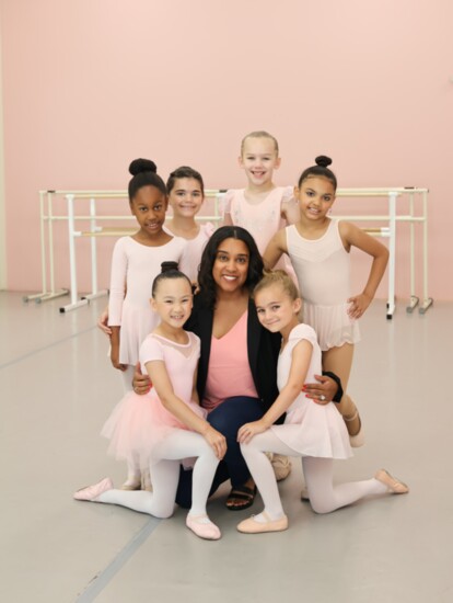 Dance In Bloom owner Destin Smith with some of her younger students.