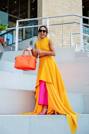 Jess is wearing clothing from Edit Sale