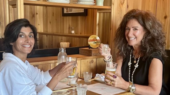 Shazi Visram and Jane Green at Kawa Ni in Westport.