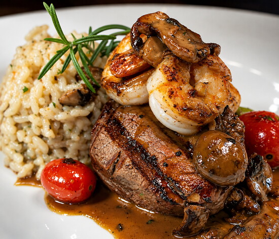 Filet Mignon and Shrimp at Red Brick