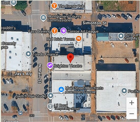 A short walk to theaters and each other in downtown Conroe