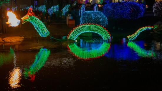 Caldwell’s Indian Creek Christmas lights include a fire-breathing Dragon