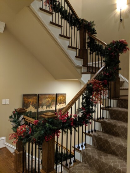 Use bows where the garland is attached for a nice finished looked.