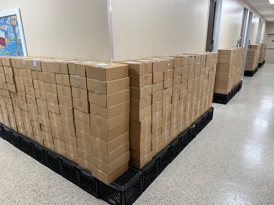 100s of emergency kits with 7 days of food etc. 