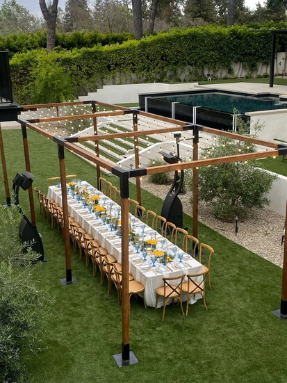 Extensive inventory of furniture, lighting, and decor allows complete customization for celebrations of any size.