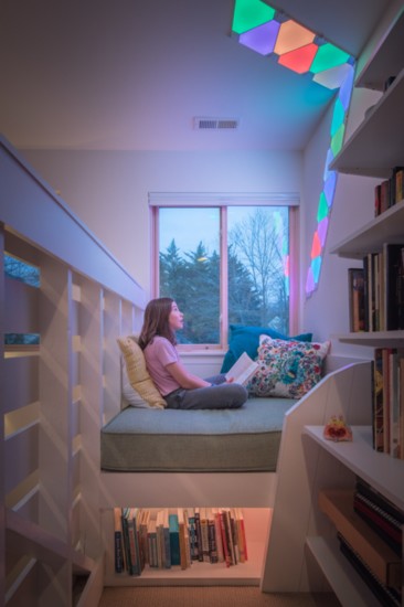 This book nook with programmable lights provides a private and cozy kid-zone