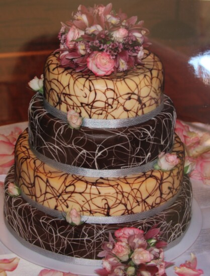 One of the many Wedding Cake options that can be created for you at Hank's Cheesecakes