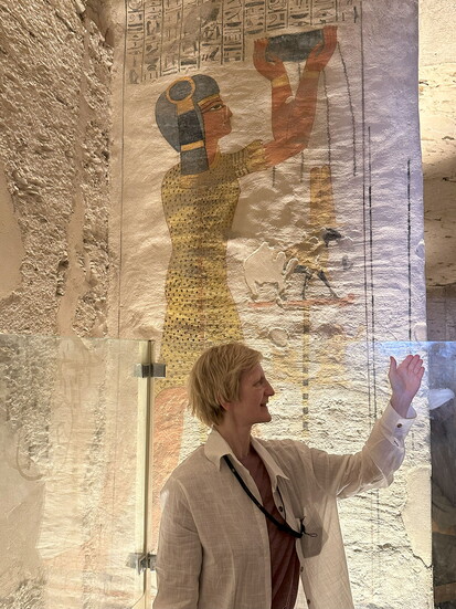 Susan Karcher "walks like an Egyptian," as the song by The Bangles goes.