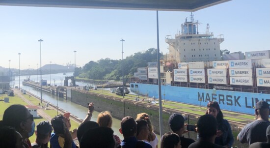 Miraflores locks from the Panama Canal grandstand