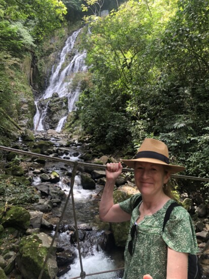 At a short, looping trail to El Chorro Macho waterfall in El Valle de Anton, Panama, which features giant trees that create a dense jungle canopy