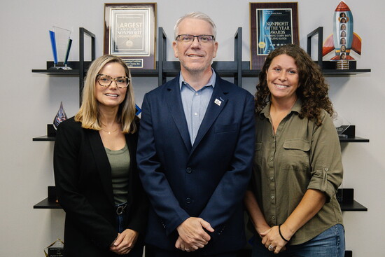 (L to R) Kerry Gaylord, Chief Operations Officer; Darrell King, Chief Executive Officer; Rachel Spivey, Director of Grants and Strategic Partnerships 
