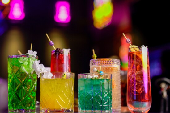 A stunning collection of King Corona’s festive cocktails mixed at its fully stocked bar