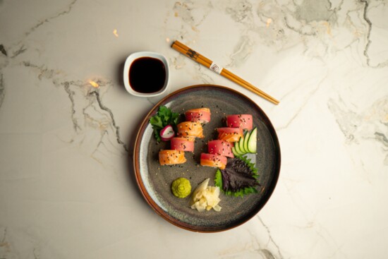 The Rainbow Roll is one of many sushi selections on the menu at King Corona
