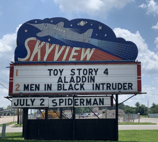 Marquee at the Skyview Drive-In, Belleville, Ill.