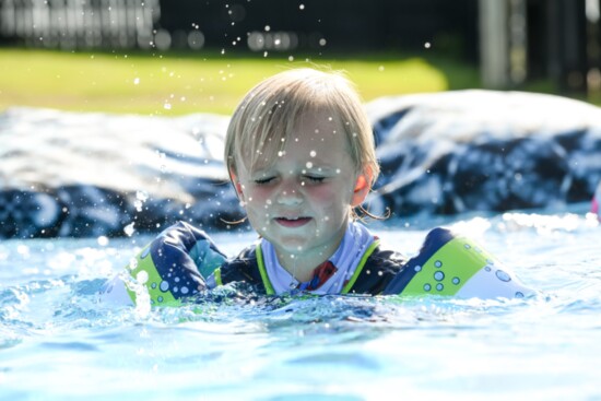 Jordan enjoys splashing around. 