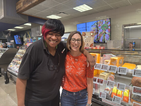 Kate at Dierberg's in Crestwood with Patrice in the deli
