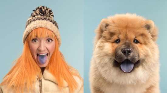 Monica with Regie the chow chow