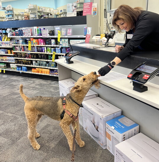 Dexter visits CVS. Photo by Ann Tappen
