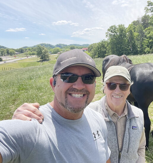 Pat Watson, baby mule Glaze and mother, and Glaze Vaughan, M.D.
