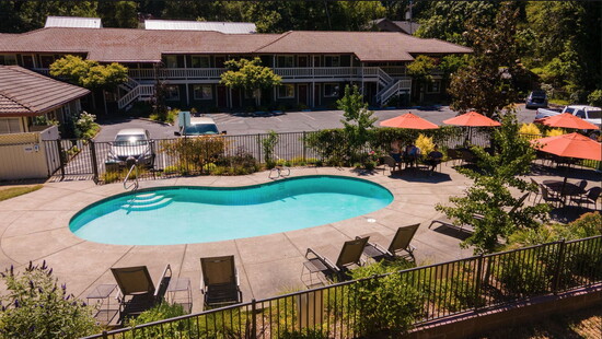 The Jack London Lodge pool and gathering areas. Photo provided.