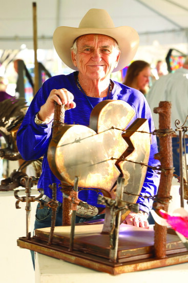 Jerry Harris with his sculpture.