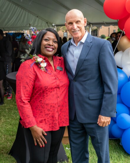 Vol State President Dr. Orinthia Montague shares a moment with Sumner County Executive Anthony Holt.