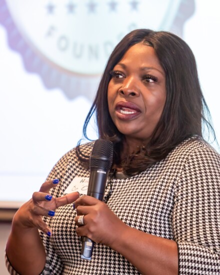 Dr. Orinthia Montague addresses the Hendersonville Area Chamber of Commerce.