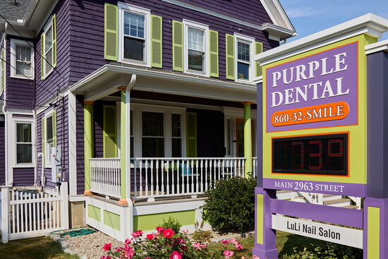 The exterior of Purple Dental. Photo by John Helmke