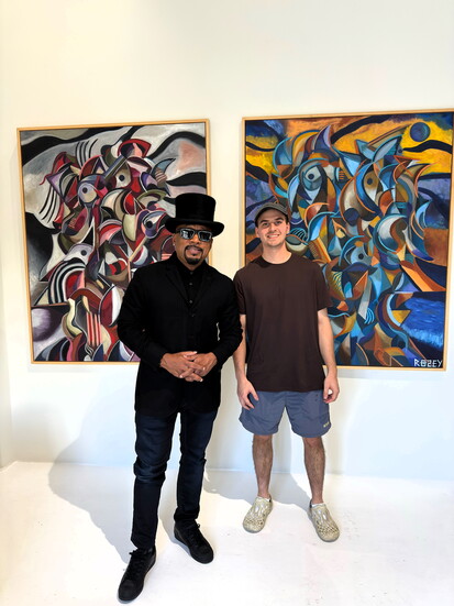 Daymond John (on left) of ABC-TV's "Shark Tank"is a fan of RØSEY's art. 