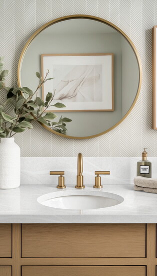A calm, soothing bathroom helps to start the day.