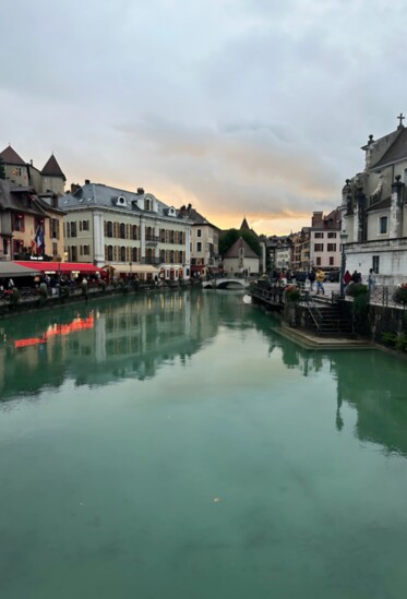 A peaceful scene on Le Thiou River in Annecy, France.