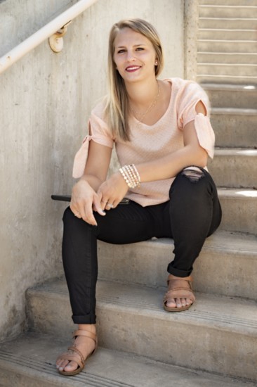 Polka Dot Tie-Sleeve Blouse ($37), Black Distressed Skinny Denim ($68), Neutral Sandal ($42), Layered Necklace ($28)