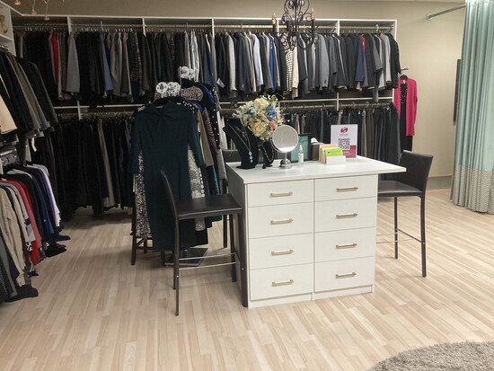 Suiting for interviews and workplaces abounds, along with dressing room space.