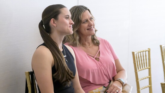 STSCC scholarship recipient and VHS senior Riley Sullivan smiles beside her mother at Plantation Golf & Country Club during the joint awards ceremony.