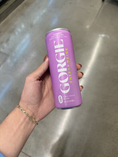 GORGIE: I love an energy drink filled with benefits and none of the nasties. I pour it over ice and seltzer with a splash of cherry juice for a tart mocktail.